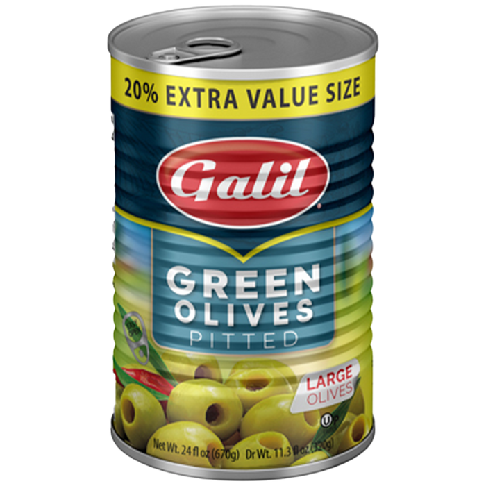 Green Olives | Large Pitted | 24 oz | Galil