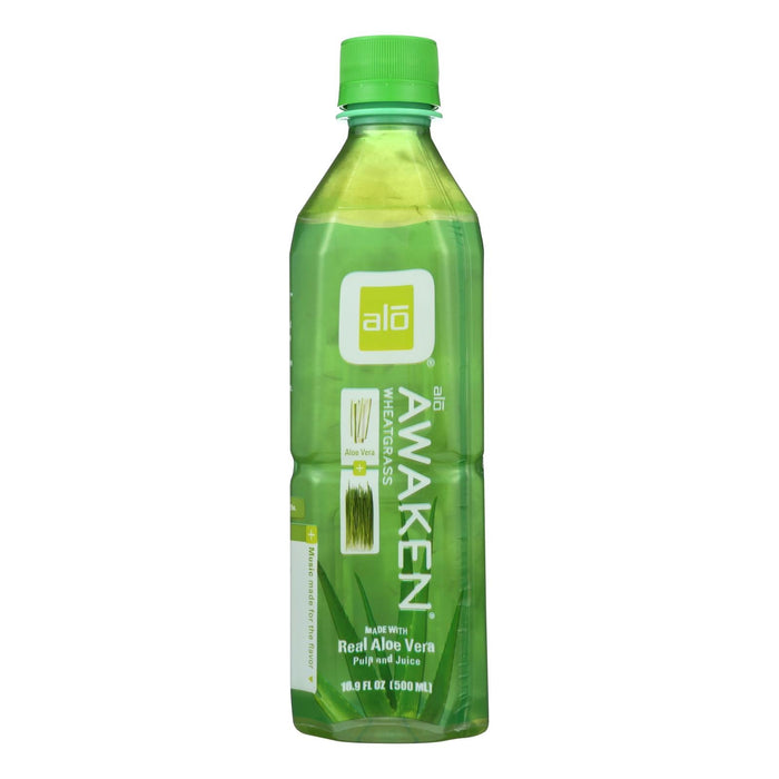 Alo Original Awaken Aloe Vera Juice Drink with Wheatgrass (12 Pack, 16.9 Fl Oz Each)