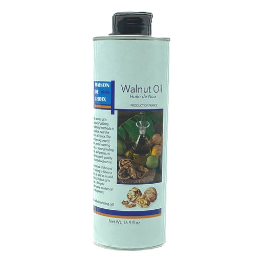 Cooking OilsWalnut OilWalnut OilSpecialty Food SourceMaison De Choix's Walnut Oil is a rich, golden liquid that's perfect for dressing salads and vegetables, or for baking. It has a mild, nutty flavor that enhances the