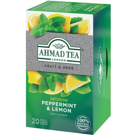 Peppermint & Lemon Infusion Fruit Tea - Herbal | 20' Tea Bags | Ahmad Tea