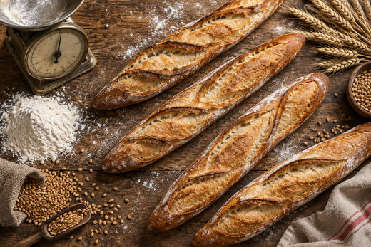 Baguette de Tradition Formula on T65: Baker's Percentages Scaled from 1 kg to 10 kg