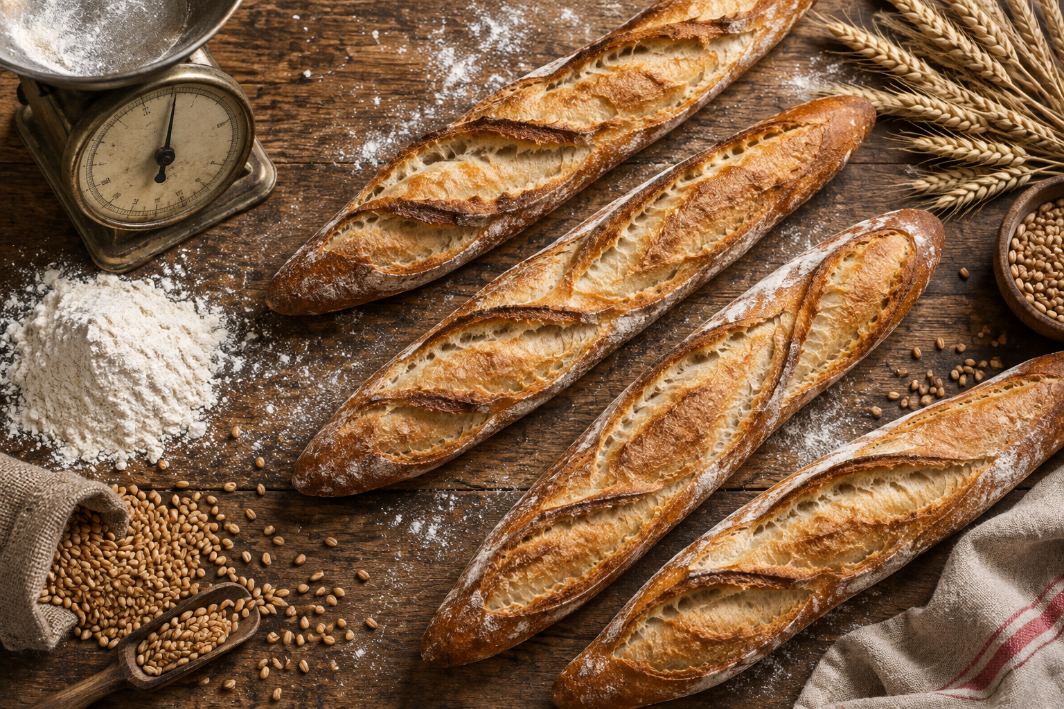 Baguette de Tradition Formula on T65: Baker's Percentages Scaled from 1 kg to 10 kg