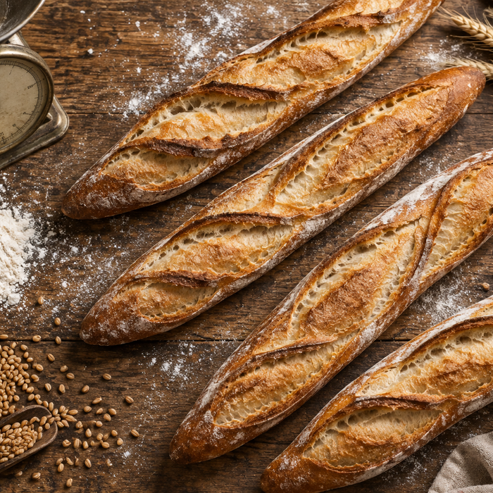 Baguette de Tradition Formula on T65: Baker's Percentages Scaled from 1 kg to 10 kg
