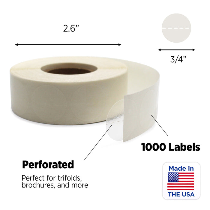 3/4" Crystal Clear Wafer Seals: 1,000/Roll - Perf. & Non-Perf.