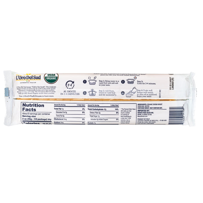 L'Oro Del Sud, Organic Capellini Pasta 20 Pack x 1 lb