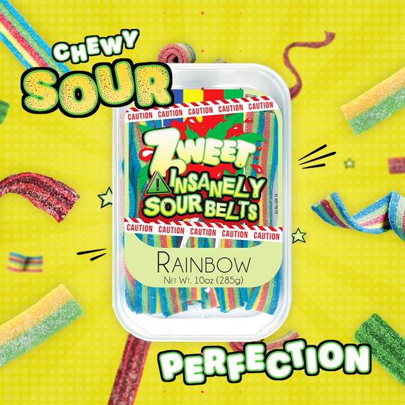 Insanely Sour Rainbow Belts | Zweet | 10 oz