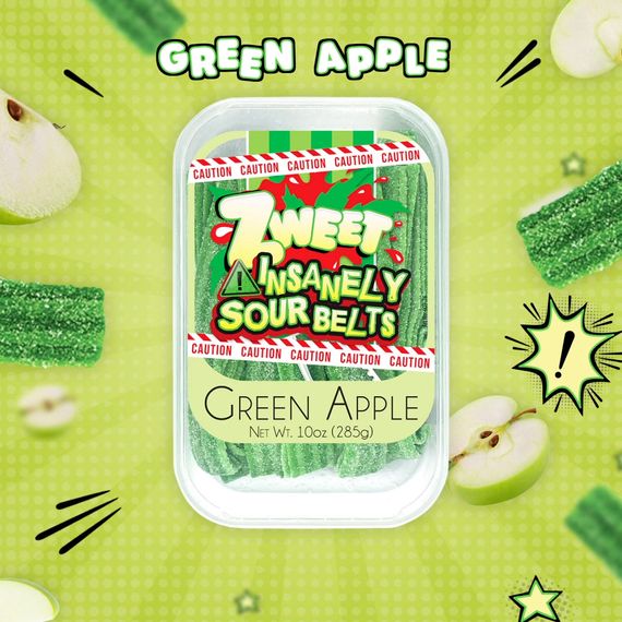 Insanely Sour Green Apple Belts | Zweet | 10 oz