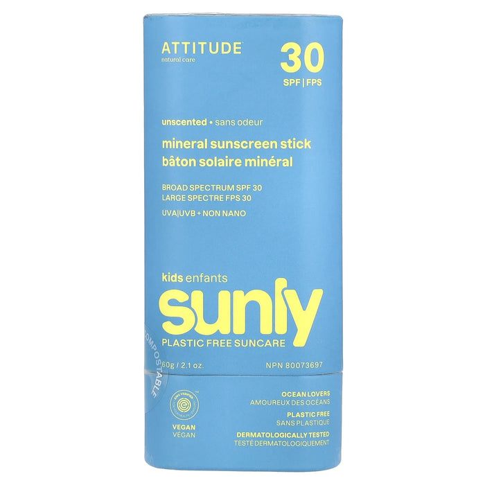 Attitude Kids Sunscreen - Unscented, 2.1 oz - Gentle Sun Protection