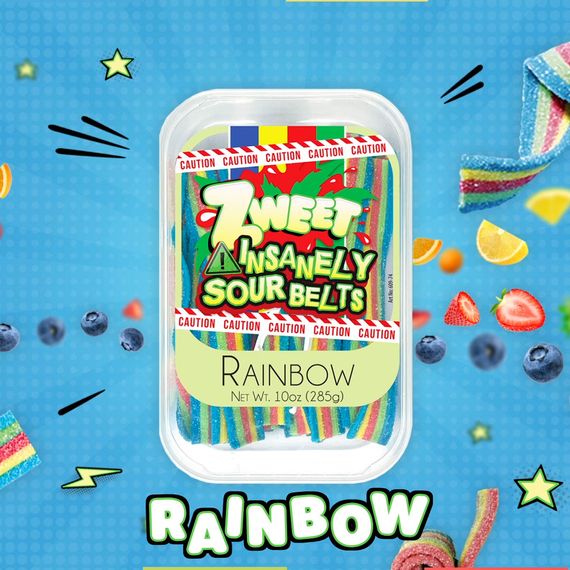 Insanely Sour Rainbow Belts | Zweet | 10 oz