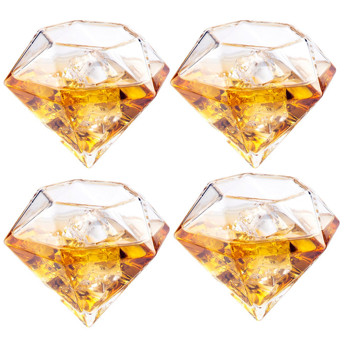 The Wine Savant Diamond Whiskey and Wine Decanter, Great Gift! 750ml With 4 Diamond Glasses and Beautiful Mahogany Wooden Holder Liquor, Scotch, Rum, Bourbon, Vodka, Tequila Decanter