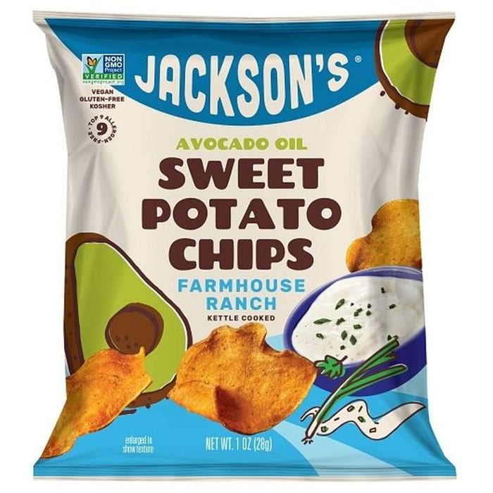Jacksons - Sweet Potato Chips, Farmhouse Ranch, 1.5 oz (Pack of 12) - Gluten-Free Snack