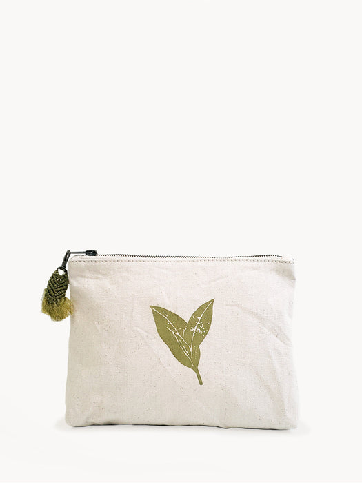 Hand Screen Printed Cotton Canvas Pouch - Nature