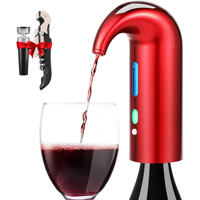 Electric Wine Aerator Dispenser - Portable Premium Wine Accessory for Red & White Wines, Touch Activated Aeration For Wine and Spirit - Beginner and Enthusiast - Spout Pourer - Wine Gifts