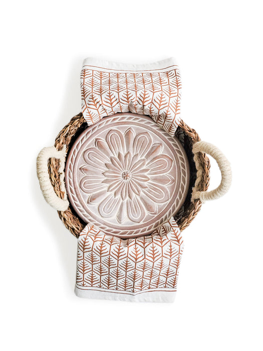 Bread Warmer & Basket Gift Set with Tea Towel - Vintage Flower