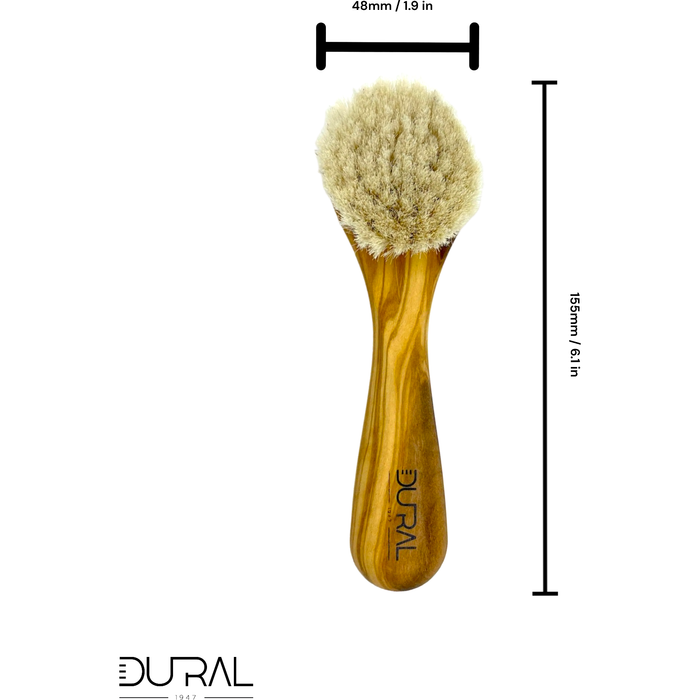 Dural Olive wood face & skin brush with natural goats hair