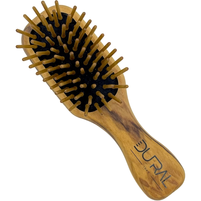 Dural Olive wood mini hair brush with rubber cushion and wooden pins