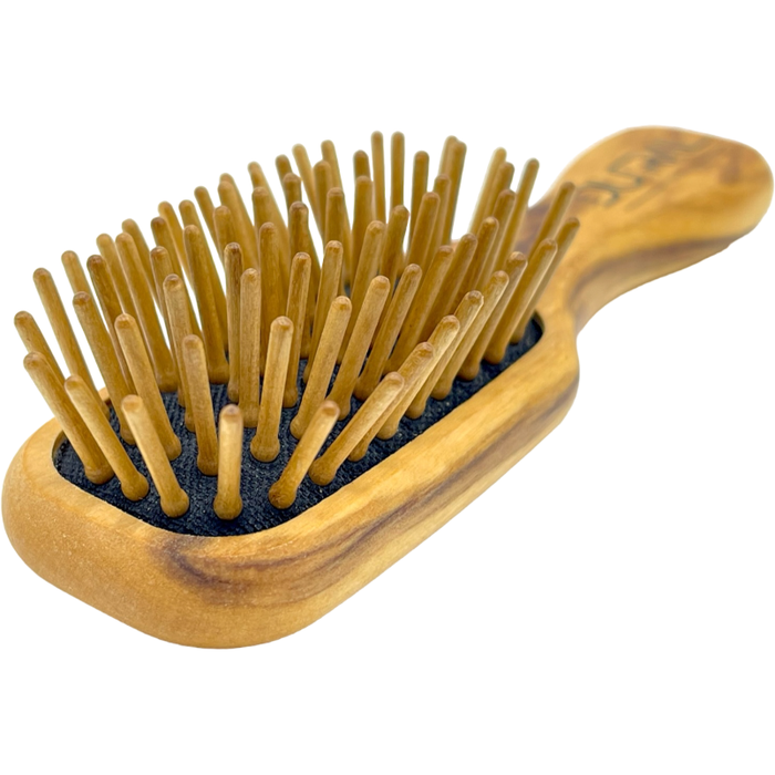 Dural Olive wood mini hair brush with rubber cushion and wooden pins