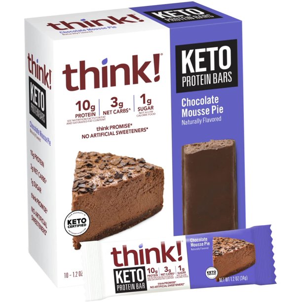 Think! Protein Bar, Chocolate Mousse Pie, 1.2 Oz, Pack of 10