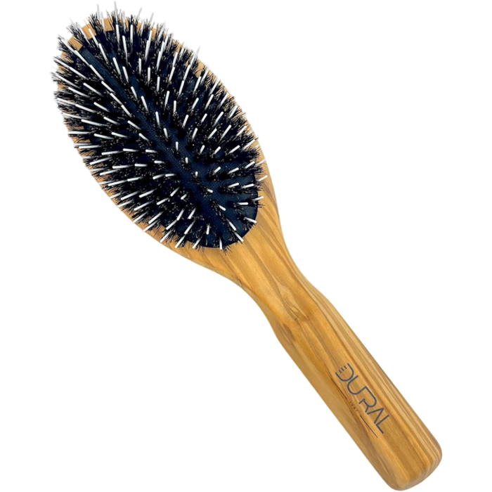 Dural Olive wood rubber cushion hair brush with boar bristles and nylon