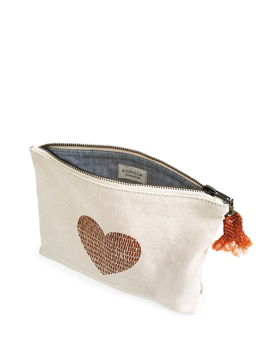 Hand Screen Printed Cotton Canvas Pouch - Love