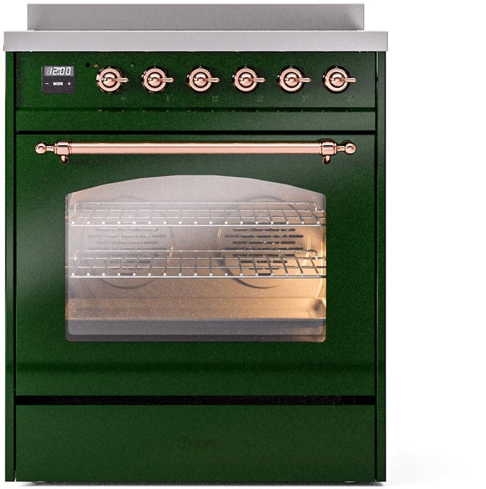 ILVE Nostalgie II 30" Electric Range, Emerald Green, Copper Trim UPI304NMPEGP
