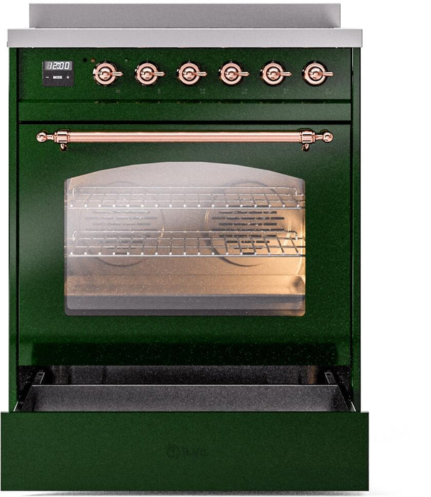 ILVE Nostalgie II 30" Electric Range, Emerald Green, Copper Trim UPI304NMPEGP