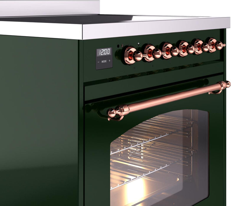 ILVE Nostalgie II 30" Electric Range, Emerald Green, Copper Trim UPI304NMPEGP