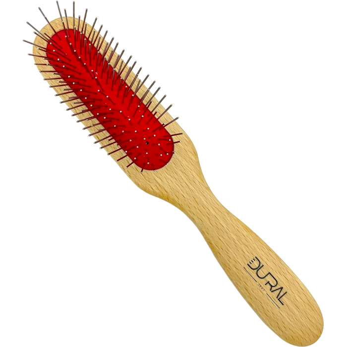 Dural Beech wood rubber cushion hair brush with steel pins without ball tips