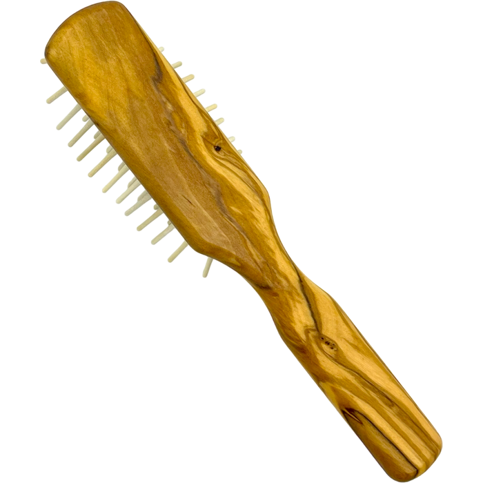 Dural Olive wood rubber cushion hair brush with long wooden pins