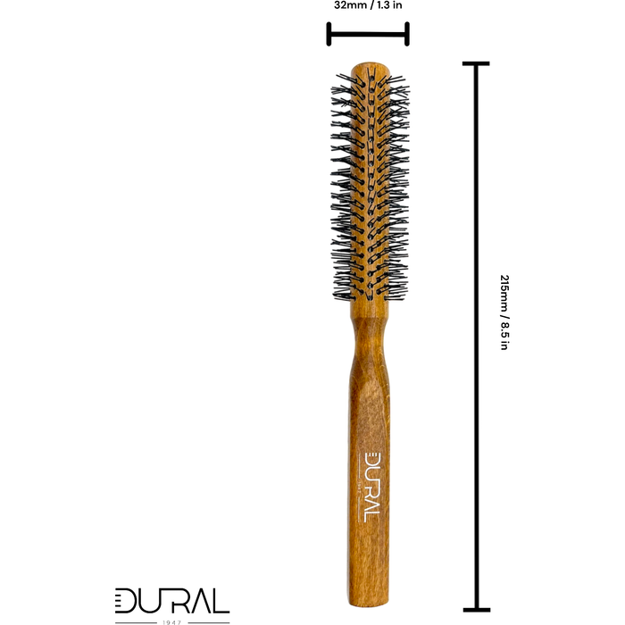 Dural Beech wood round-styler hair brush with nylon pins - 14 rows