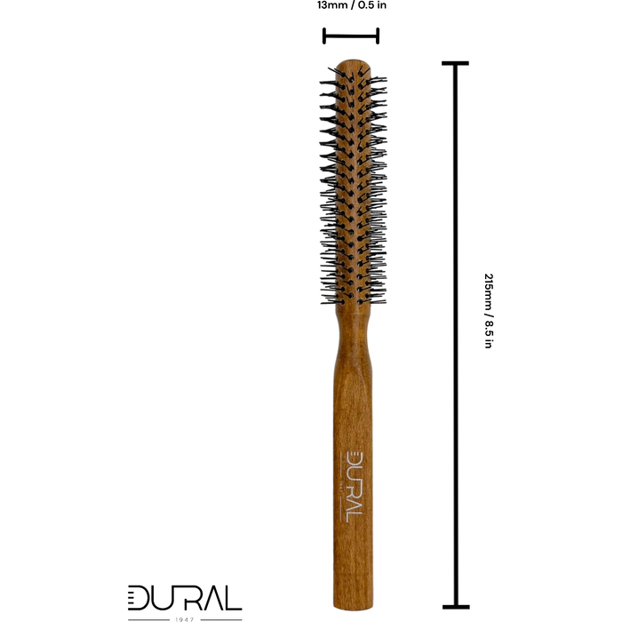 Dural Beech wood round-styler hair brush with nylon pins - 12 rows