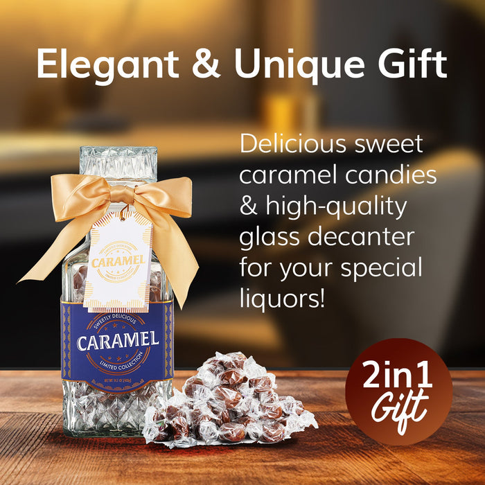 Father's Day Gifts for Men Dad, Chocolate Caramels Candy Gift, Glass Whiskey Decanter Bourbon, Scotch & Liquor, Birthday Gift Daughter Son, Best Dad Father Husband Presents Food Gift basket Men Women