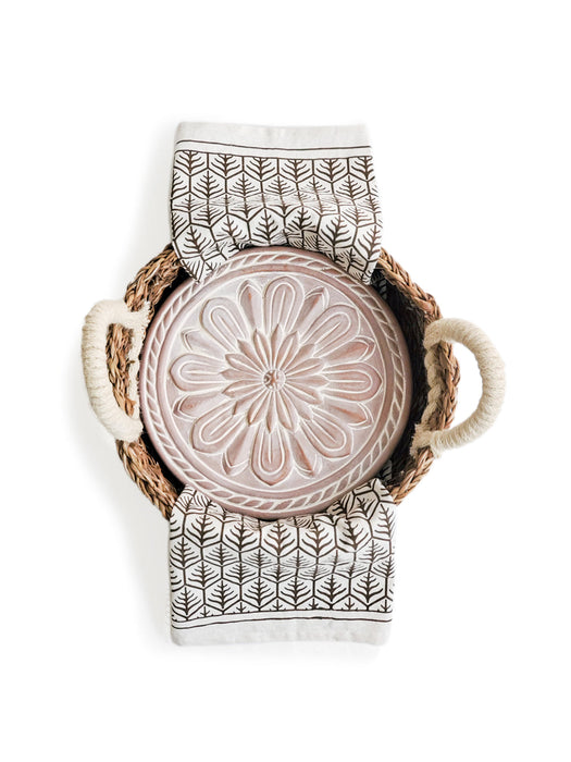 Bread Warmer & Basket Gift Set with Tea Towel - Vintage Flower