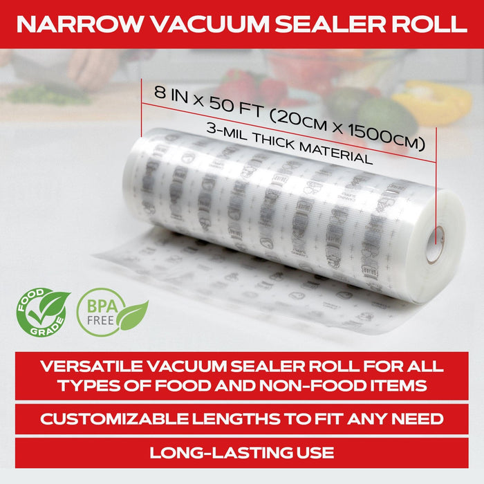 Vacuum Sealer Roll (8-inch) - Textured on Both Sides, 7.5 Mil Thickness