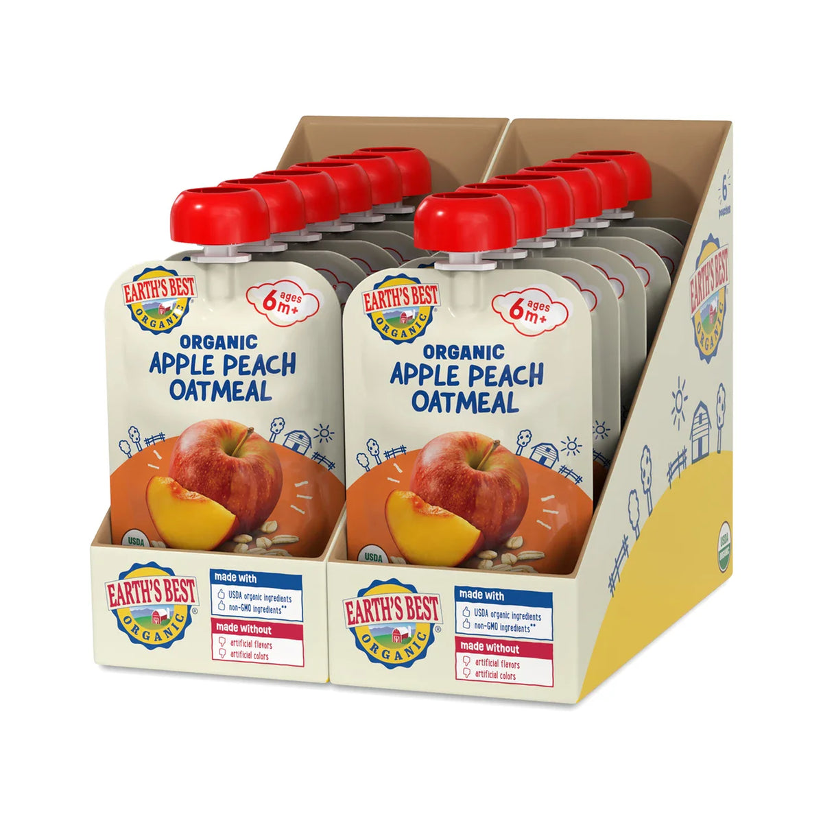 Earth's Best Organic Apple Peach Oatmeal Baby Food Pouch, Stage 2, 3.5 ...