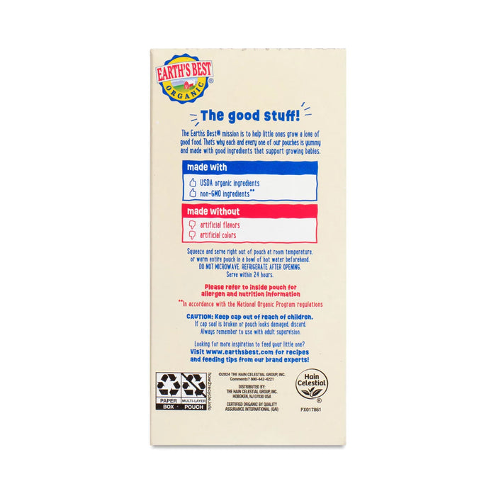 Earth's Best Organic Blueberry Banana Flax & Oat Baby Food Pouch, Stage 2, 3.5 oz (Case of 12)