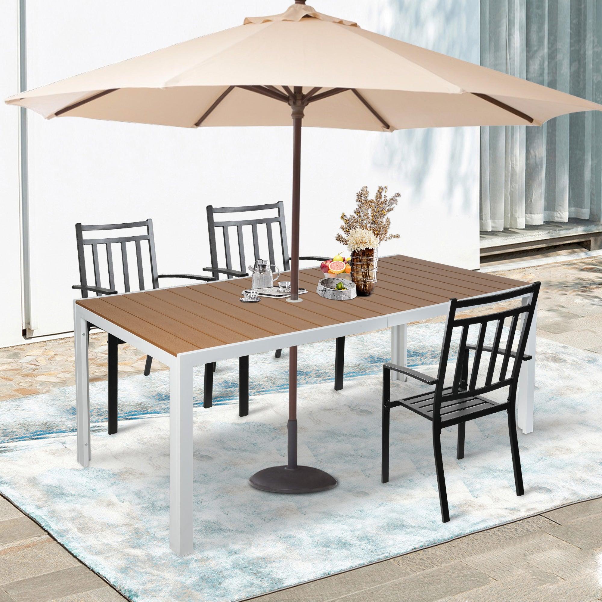 Patio Outdoor Table with Umbrella Hole for 8 Person, 71