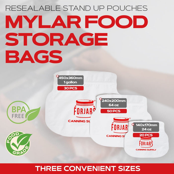 64oz Mylar Bags  — 50 Count   7.5 mil per side (≈15 mil total)