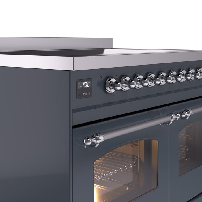 ILVE Nostalgie II 40" Electric Range ,Blue Grey, Chrome Trim UPDI406NMPBGC