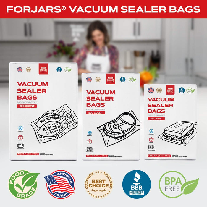 100 Count 11x16 Vacuum Sealer Bags - Textured on Both Sides, 7.5 Mil Thickness