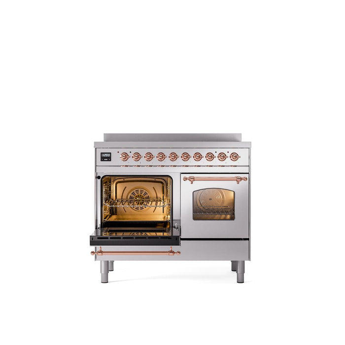ILVE Nostalgie II 40" Electric Range, Stainless Steel, Copper Trim UPDI406NMPSSP