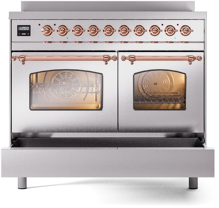 ILVE Nostalgie II 40" Electric Range, Stainless Steel, Copper Trim UPDI406NMPSSP