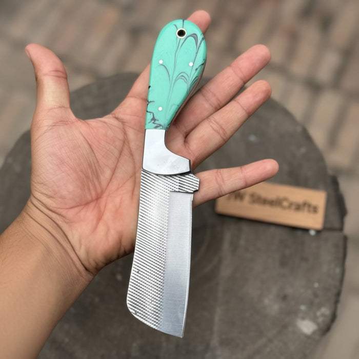 Rasp Steel Cleaver Knife 6 Inch Sheepsfoot Blade Resin Handle Western Style