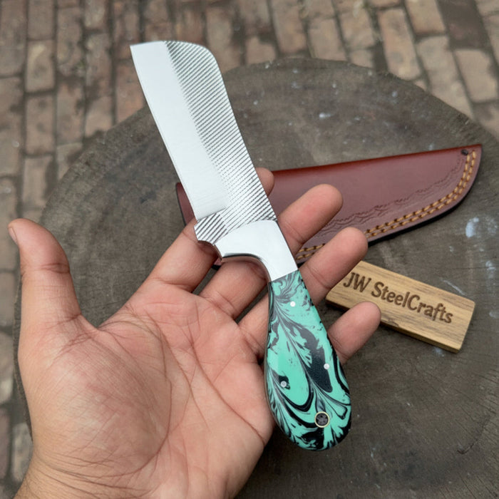 Rasp Steel Cleaver Knife 6 Inch Sheepsfoot Blade Resin Handle Western Style