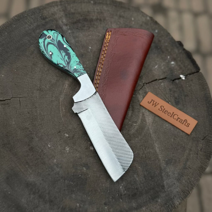Rasp Steel Cleaver Knife 6 Inch Sheepsfoot Blade Resin Handle Western Style
