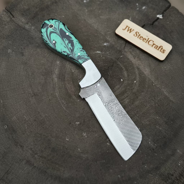 Rasp Steel Cleaver Knife 6 Inch Sheepsfoot Blade Resin Handle Western Style