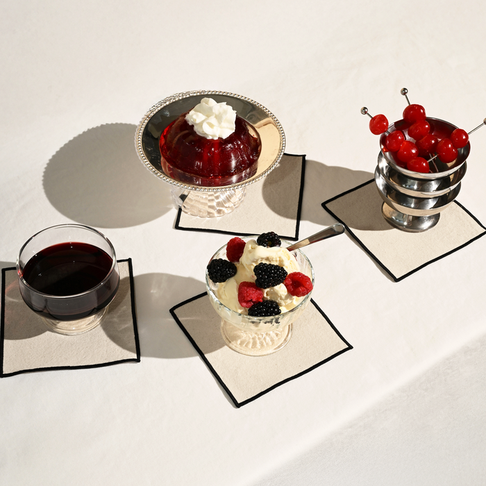 Cream Burlap Noir Cocktail Napkins | Set of 4