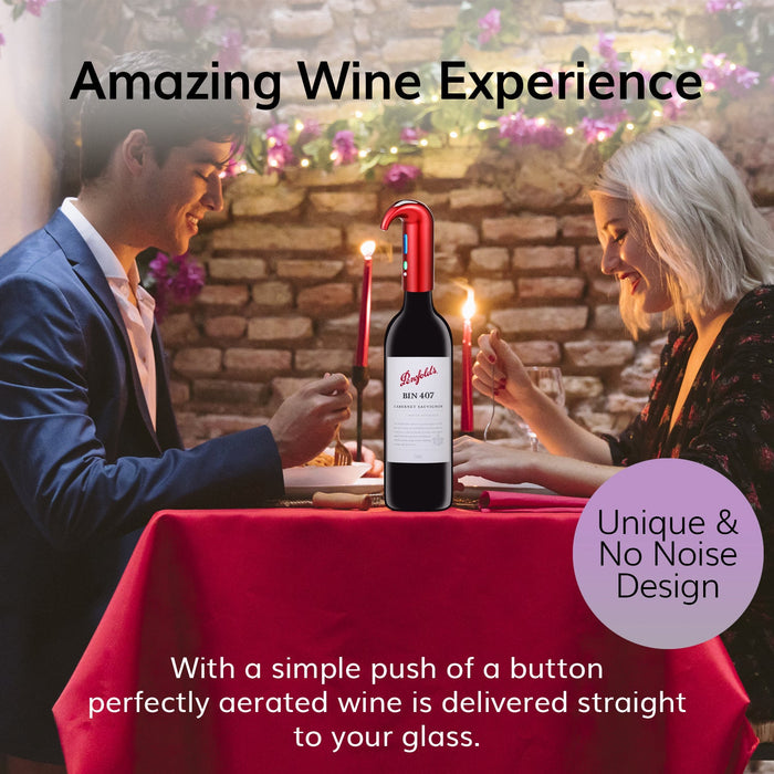 Electric Wine Aerator Dispenser - Portable Premium Wine Accessory for Red & White Wines, Touch Activated Aeration For Wine and Spirit - Beginner and Enthusiast - Spout Pourer - Wine Gifts