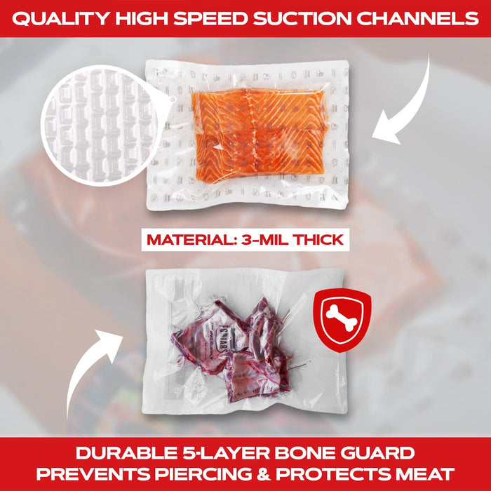 Vacuum Sealer Roll (8-inch) - Textured on Both Sides, 7.5 Mil Thickness