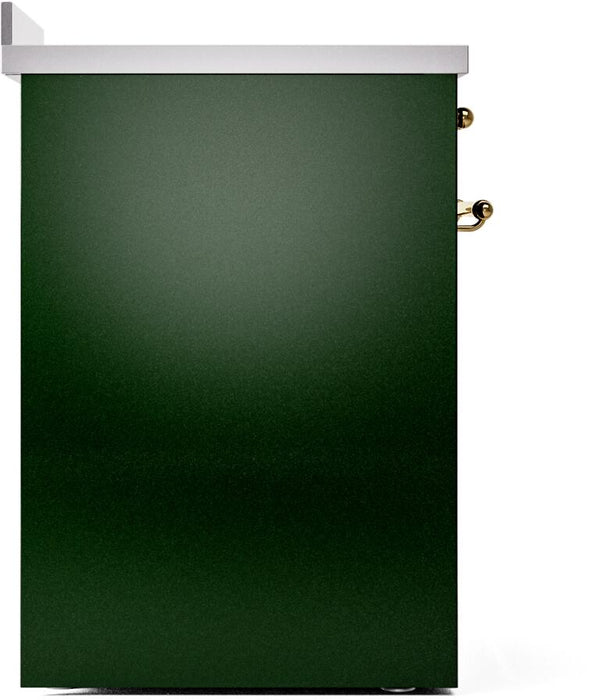 ILVE Nostalgie II 30" Electric Range, Emerald Green, Brass Trim UPI304NMPEGG